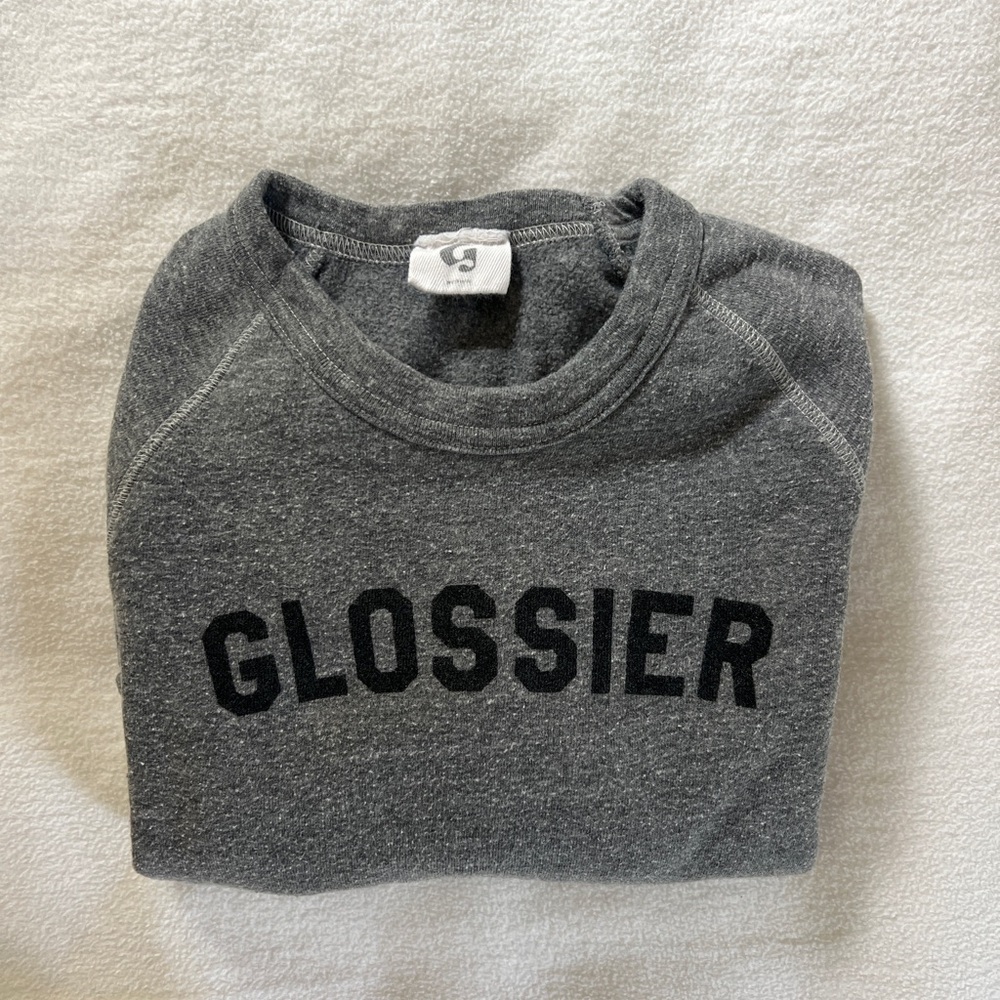 Glossier Gray Varsity Crewneck Sweatshirt
